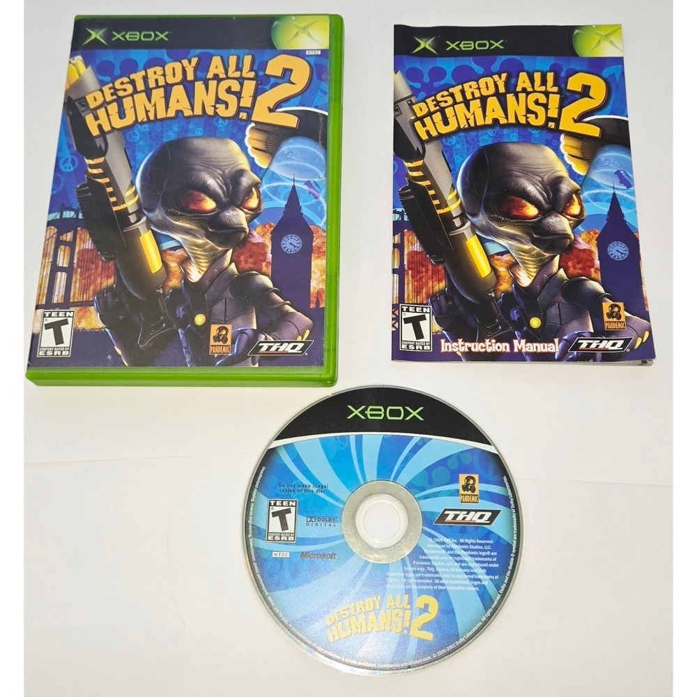 Destroy All Humans 2 Microsoft Xbox Original CIB Complete THQ Pandemic